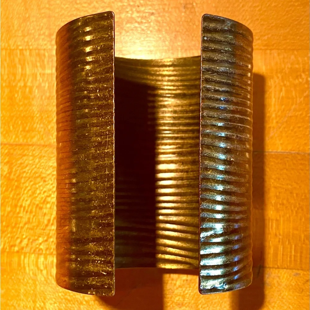 Vintage Studded Red Turquoise Brass Boho Statement Cuff - Picture 6 of 11